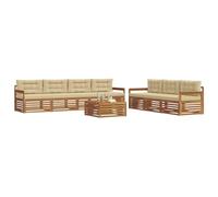 vidaXL Set di divani da esterno con cuscino 8 pcs Naturale e Beige, Divano da giardino, set moderno per esterni, sezionale resistente, posti in terrazza, mobile comfy