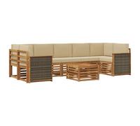 vidaXL Set di divani da esterno con cuscino 8 pcs Naturale e Beige, Divano da giardino, set moderno per esterni, arredo resistente per patio, terrazza comoda
