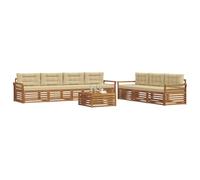 vidaXL Set di divani da esterno con cuscino 8 pcs Naturale e Beige, Divano da giardino, set moderno per esterni, sezionale resistente, posti in terrazza, mobile comfy