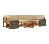vidaXL Set di divani da esterno con cuscino 8 pcs Naturale e Beige, Divano da giardino, set moderno per esterni, arredo resistente per patio, terrazza comoda