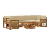 vidaXL Set di divani da esterno con cuscino 8 pcs Naturale e Beige, Divano da giardino, set moderno per esterni, arredo resistente per patio, terrazza comoda