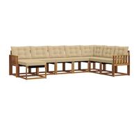 vidaXL Set di divani da esterno con cuscino 8 pcs Naturale e Beige, Divano Sezionale Moderno per Giardino, Set Lounge Esterno, Mobili da Patio, Comoda Soluzione per Sedersi