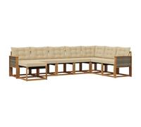 vidaXL Set di divani da esterno con cuscino 8 pcs Naturale e Beige, Divano Sezionale Moderno per Giardino, Set Lounge Esterno, Mobili da Patio, Comoda Soluzione per Sedersi