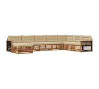 vidaXL Set di divani da esterno con cuscino 8 pcs Naturale e Beige, Divano moderno da esterno, arredamento sezionale, relax in terrazza, set comodo per il patio