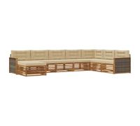 vidaXL Set di divani da esterno con cuscino 8 pcs Naturale e Beige, Divano moderno da esterno, arredamento sezionale, relax in terrazza, set comodo per il patio