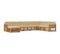 vidaXL Set di divani da esterno con cuscino 8 pcs Naturale e Beige, Divano moderno da esterno, arredamento sezionale, relax in terrazza, set comodo per il patio