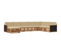 vidaXL Set di divani da esterno con cuscino 8 pcs Naturale e Beige, Divano moderno da esterno, arredamento sezionale, relax in terrazza, set comodo per il patio