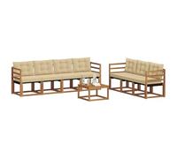 vidaXL Set di divani da esterno con cuscino 8 pcs Naturale e Beige, Divano moderno da giardino, pratico set sezione esterna, lounge patio, sedute per il comfort