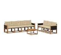 vidaXL Set di divani da esterno con cuscino 8 pcs Naturale e Beige, Divano moderno da giardino, pratico set sezione esterna, lounge patio, sedute per il comfort
