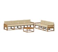 vidaXL Set di divani da esterno con cuscino 8 pcs Naturale e Beige, Divano da esterno, moderno set sezionale per patio, arredamento resistente per giardino e relax in terrazza