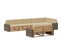 vidaXL Set di divani da esterno con cuscino 8 pcs Naturale e Beige, Divano moderno in acacia, set esterno per terrazza, angolo relax in giardino e modularità senza pari