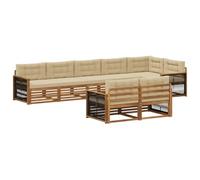 vidaXL Set di divani da esterno con cuscino 8 pcs Naturale e Beige, Divano moderno in acacia, set esterno per terrazza, angolo relax in giardino e modularità senza pari
