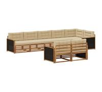vidaXL Set di divani da esterno con cuscino 8 pcs Naturale e Beige, Divano moderno in acacia, set esterno per terrazza, angolo relax in giardino e modularità senza pari