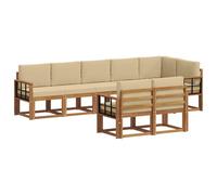 vidaXL Set di divani da esterno con cuscino 8 pcs Naturale e Beige, Divano da esterno moderno per terrazze, set di divani per patio stiloso, mobili resistenti per un comfort totale