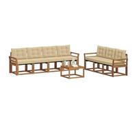 vidaXL Set di divani da esterno con cuscino 8 pcs Naturale e Beige, Divano moderno per esterni, arredo giardino resistente, set da patio, lounge per relax e comfort