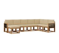 vidaXL Set di divani da esterno con cuscino 8 pcs Naturale e Beige, Set Divano Moderno per Esterni, Mobili Resistenti alle Intemperie, Lounge Giardino per Comfort in Terrazza