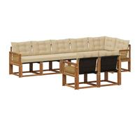 vidaXL Set di divani da esterno con cuscino 8 pcs Naturale e Beige, Divano Sezionale da Giardino, comodo e resistente, perfetto per patio, terrazza e relax all'aperto