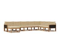 vidaXL Set di divani da esterno con cuscino 8 pcs Naturale e Beige, Divano Sezionale Moderno in Acacia, Mobili da Giardino, Relax nel Patio, Comfort per il Tuo Giardino
