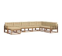 vidaXL Set di divani da esterno con cuscino 8 pcs Naturale e Beige, Divano Sezionale Moderno in Acacia, Mobili da Giardino, Relax nel Patio, Comfort per il Tuo Giardino