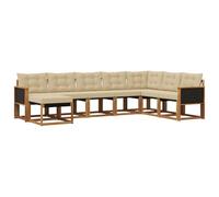 vidaXL Set di divani da esterno con cuscino 8 pcs Naturale e Beige, Divano da giardino, set sezionale moderno, mobili lounge resistenti per esterni, comfort in terrazza
