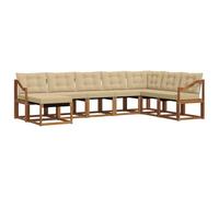 vidaXL Set di divani da esterno con cuscino 8 pcs Naturale e Beige, Divano Sezionale Moderno per Giardino, Set Lounge Esterno, Mobili da Patio, Comoda Soluzione per Sedersi