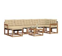 vidaXL Set di divani da esterno con cuscino 8 pcs Naturale e Beige, Set da giardino, lounge moderna, divano comodo, resistente alle intemperie, braccioli pratici, cuscini spessi