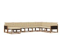 vidaXL Set di divani da esterno con cuscino 8 pcs Naturale e Beige, Set di divani da giardino moderni, legno di acacia resistente, comodi lettini, arredo esterno per vivere con stile