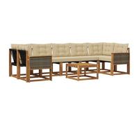 vidaXL Set di divani da esterno con cuscino 8 pcs Naturale e Beige, Set di divani moderni per esterni, lounge giardino resistente, posti a sedere in patio, ensemble per il giardino