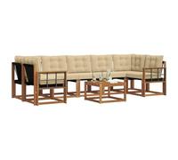 vidaXL Set di divani da esterno con cuscino 8 pcs Naturale e Beige, Set di divani moderni per esterni, lounge giardino resistente, posti a sedere in patio, ensemble per il giardino