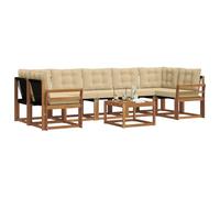 vidaXL Set di divani da esterno con cuscino 8 pcs Naturale e Beige, Set di divani moderni per esterni, lounge giardino resistente, posti a sedere in patio, ensemble per il giardino