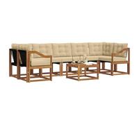 vidaXL Set di divani da esterno con cuscino 8 pcs Naturale e Beige, Set di divani moderni per esterni, lounge giardino resistente, posti a sedere in patio, ensemble per il giardino