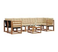 vidaXL Set di divani da esterno con cuscino 8 pcs Naturale e Beige, Set di divani moderni per esterni, lounge giardino resistente, posti a sedere in patio, ensemble per il giardino