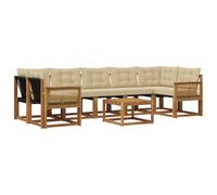 vidaXL Set di divani da esterno con cuscino 8 pcs Naturale e Beige, Set di divani moderni per esterni, lounge giardino resistente, posti a sedere in patio, ensemble per il giardino