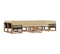 vidaXL Set di divani da esterno con cuscino 8 pcs Naturale e Beige, Set di divani modulari eleganti per esterni, mobili da giardino resistenti al tempo, per un terrazzo comodo