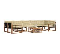 vidaXL Set di divani da esterno con cuscino 8 pcs Naturale e Beige, Set di divani modulari eleganti per esterni, mobili da giardino resistenti al tempo, per un terrazzo comodo
