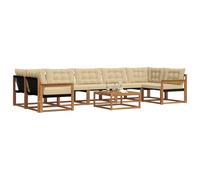 vidaXL Set di divani da esterno con cuscino 8 pcs Naturale e Beige, Set di divani modulari eleganti per esterni, mobili da giardino resistenti al tempo, per un terrazzo comodo