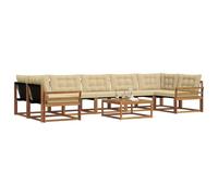 vidaXL Set di divani da esterno con cuscino 8 pcs Naturale e Beige, Set di divani modulari eleganti per esterni, mobili da giardino resistenti al tempo, per un terrazzo comodo