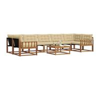 vidaXL Set di divani da esterno con cuscino 8 pcs Naturale e Beige, Set di divani modulari eleganti per esterni, mobili da giardino resistenti al tempo, per un terrazzo comodo
