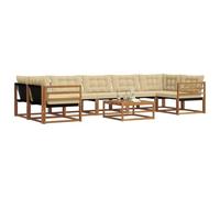 vidaXL Set di divani da esterno con cuscino 8 pcs Naturale e Beige, Set di divani modulari eleganti per esterni, mobili da giardino resistenti al tempo, per un terrazzo comodo