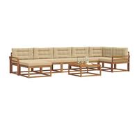 vidaXL Set di divani da esterno con cuscino 8 pcs Naturale e Beige, Set Divano da Esterno in Acacia, Mobili Modulari per Giardino, Comodo per Piscina, Lounge Resistente per Giardino
