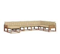 vidaXL Set di divani da esterno con cuscino 8 pcs Naturale e Beige, Set Divano da Giardino, Mobili Moderni, Seduta Resistente per Terrazzo, Lettino Confortevole, Design Elegante