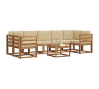 vidaXL Set di divani da esterno con cuscino 8 pcs Naturale e Beige, Set Divano Esterno in Legno di Acacia, Lounge Moderna, Modularità, Arredo per Giardino, Comodità in Cortile