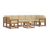 vidaXL Set di divani da esterno con cuscino 8 pcs Naturale e Beige, Set Divano Esterno in Legno di Acacia, Lounge Moderna, Modularità, Arredo per Giardino, Comodità in Cortile