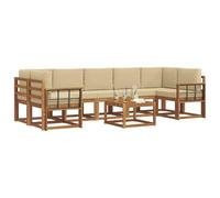 vidaXL Set di divani da esterno con cuscino 8 pcs Naturale e Beige, Set Divano Esterno in Legno di Acacia, Lounge Moderna, Modularità, Arredo per Giardino, Comodità in Cortile