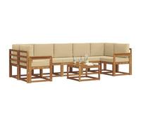 vidaXL Set di divani da esterno con cuscino 8 pcs Naturale e Beige, Set Divano Esterno in Legno di Acacia, Lounge Moderna, Modularità, Arredo per Giardino, Comodità in Cortile