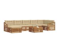 vidaXL Set di divani da esterno con cuscino 8 pcs Naturale e Beige, Set divano sezionale da giardino, arredo esterno moderno, resistente per rilassarsi in giardino