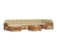 vidaXL Set di divani da esterno con cuscino 8 pcs Naturale e Beige, Set divano sezionale da giardino, arredo esterno moderno, resistente per rilassarsi in giardino