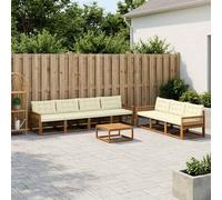vidaXL Set di divani da esterno con cuscino 8 pcs Naturale e Crema, Divano moderno da giardino, set per terrazza, lounge patio, comodo e sezionabile