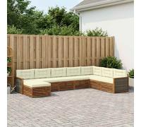 vidaXL Set di divani da esterno con cuscino 8 pcs Naturale e Crema, Divano Lounge da Giardino, Mobili Sezionali Resistenti, Per Patio, Set di Arredo Terrazza
