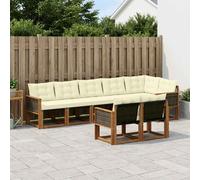 vidaXL Set di divani da esterno con cuscino 8 pcs Naturale e Crema, Divano Sezionale da Giardino, comodo e resistente, perfetto per patio, terrazza e relax all'aperto